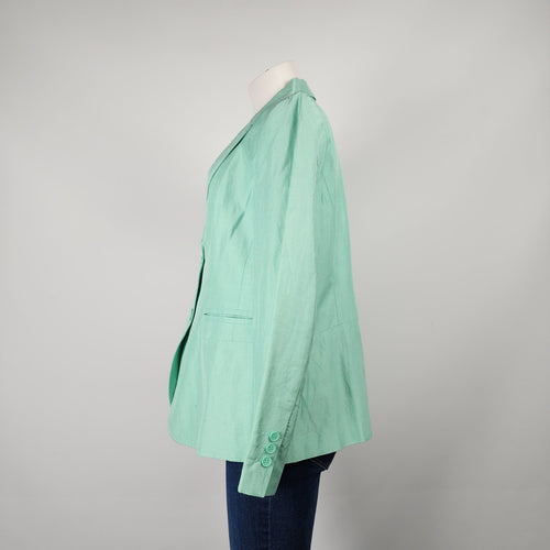 Saudra Augelazzi Mint Green Linen Blend Blazer Size 12