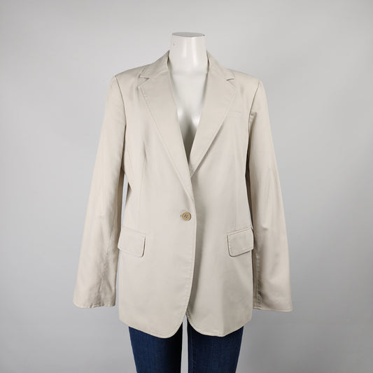 Talbots Cream Cotton Button Up Blazer Size 14