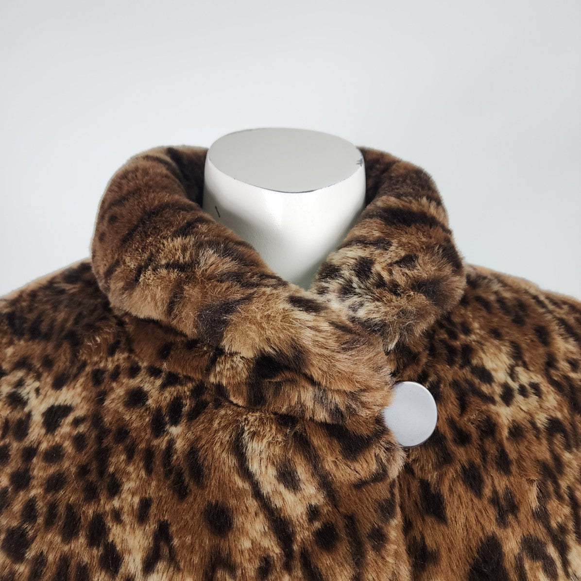 Olympia Animal Print Fit & Flare Faux Fur Coat Size L