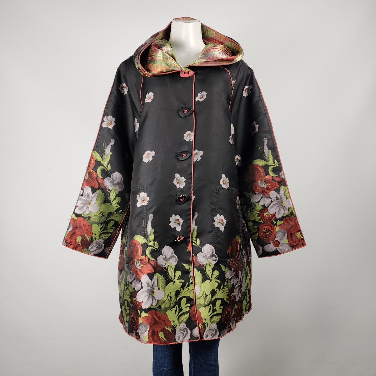 UBU Reversible Parisian Floral Print Button Up Jacket Size M