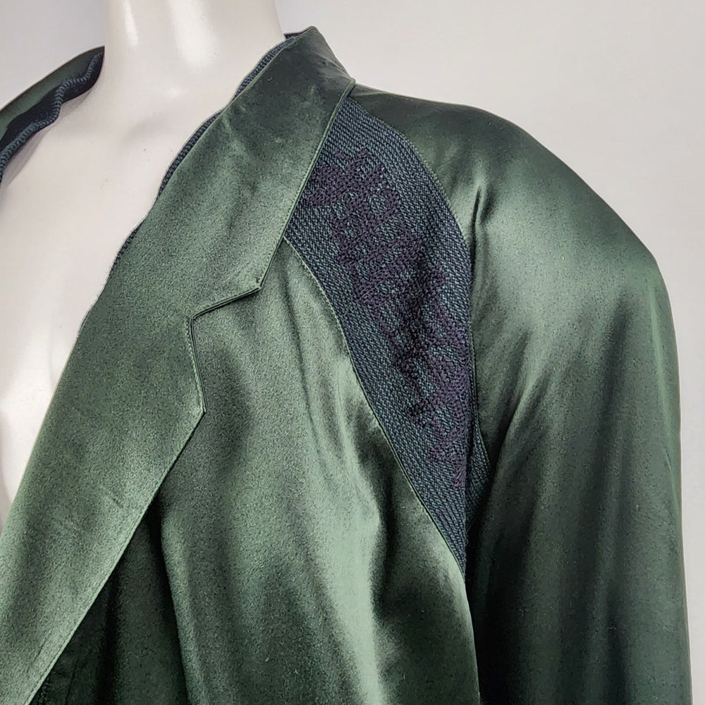 Vintage Bugatchi Uomo Green Silk Bomber Jacket Size L