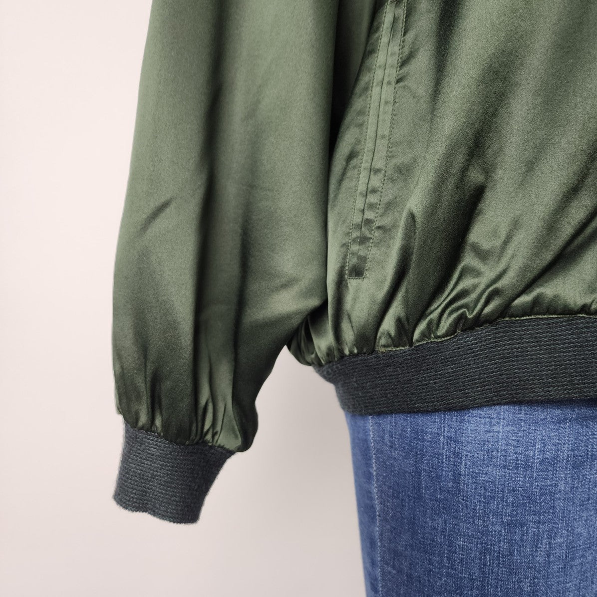 Vintage Bugatchi Green Silk Bomber Jacket Size L