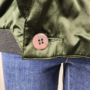 Vintage Bugatchi Uomo Green Silk Bomber Jacket Size L