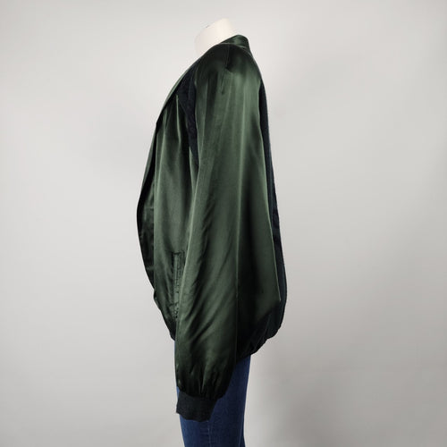 Vintage Bugatchi Uomo Green Silk Bomber Jacket Size L