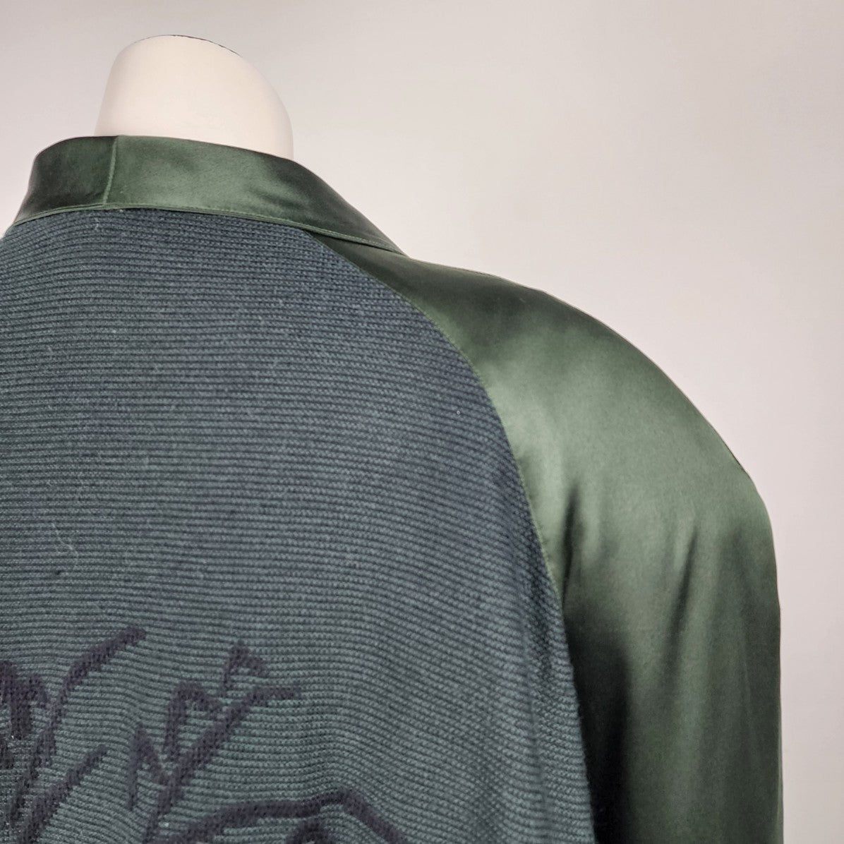 Vintage Bugatchi Green Silk Bomber Jacket Size L