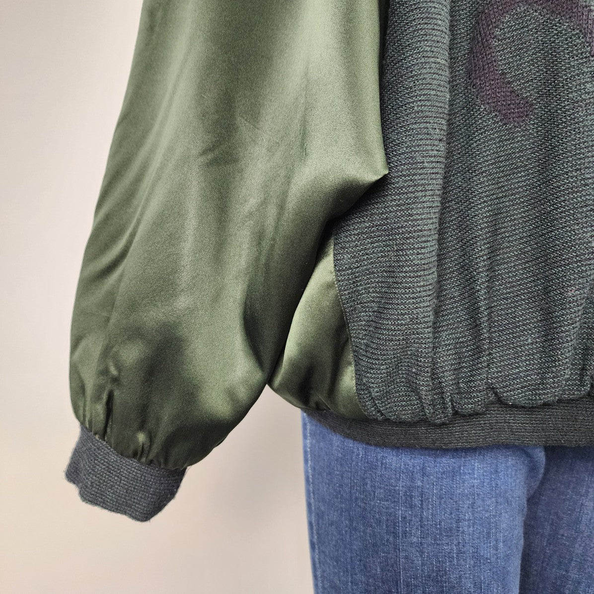 Vintage Bugatchi Green Silk Bomber Jacket Size L