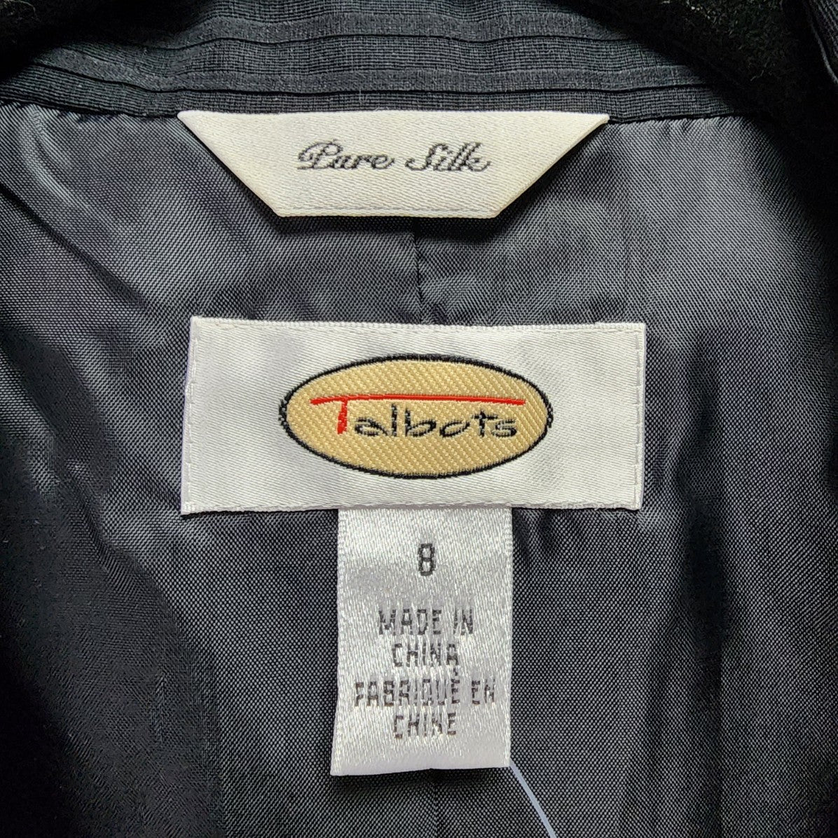 Talbots Black Silk Jacket Size 8