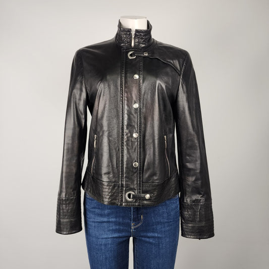 Escada Sport Black Lambs Nappa Leather Jacket Size 8