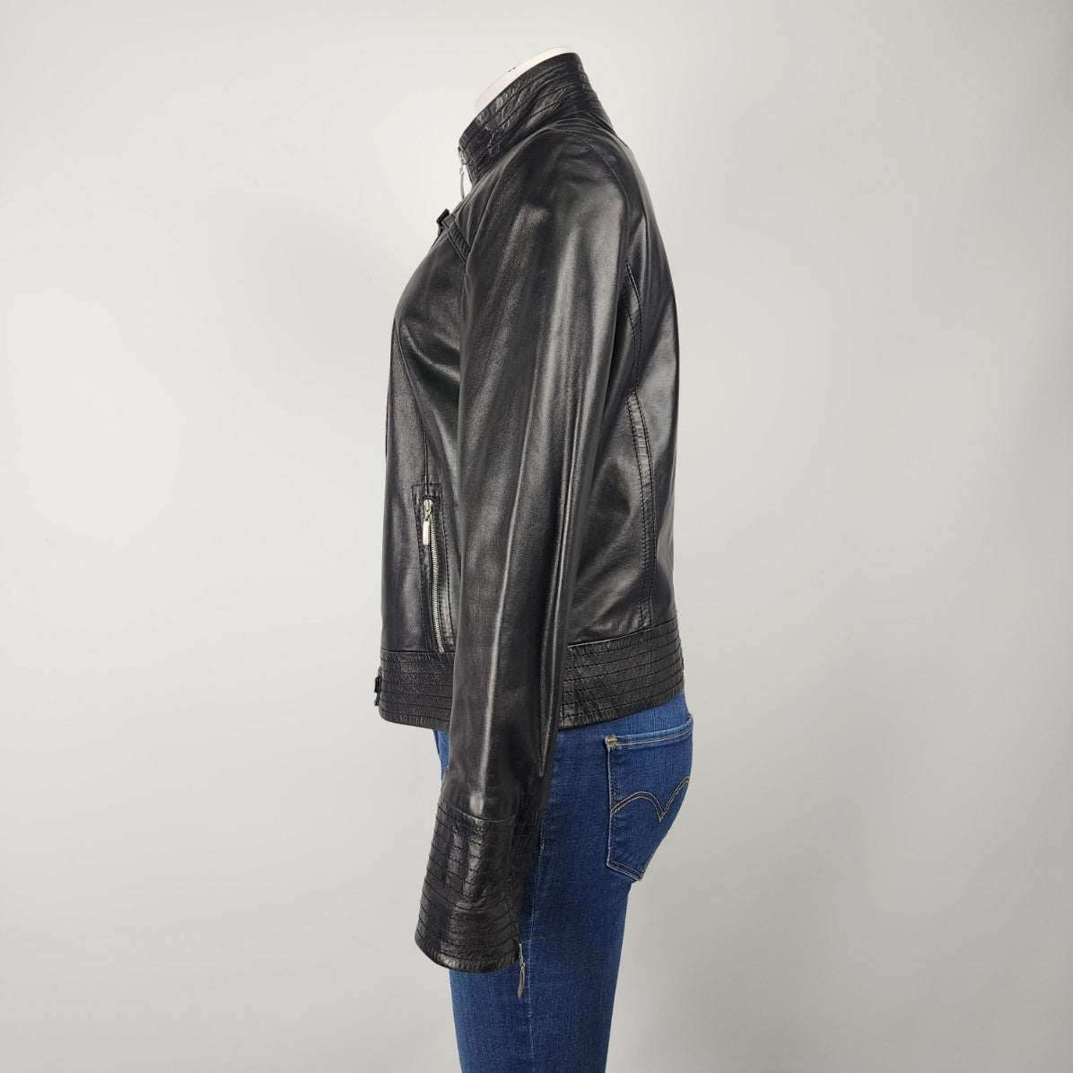 Escada Sport Black Lambs Nappa Leather Jacket Size 8