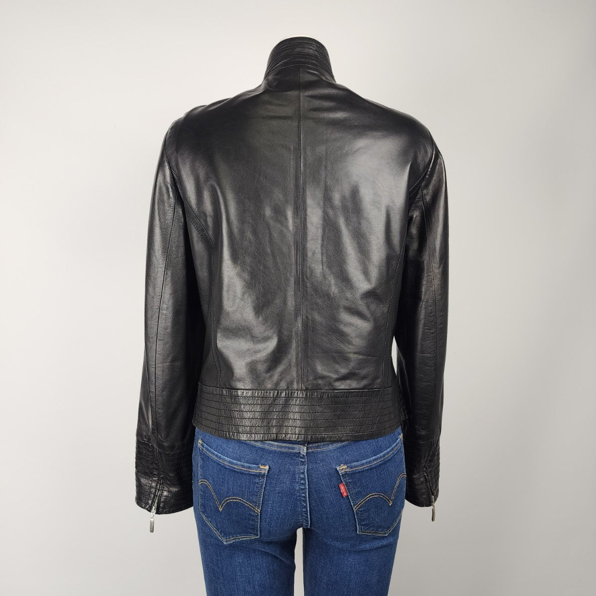 Escada Sport Black Lambs Nappa Leather Jacket Size 8