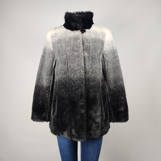 Vintage Jessica Black & White Hombre Faux Fur Jacket Size 8