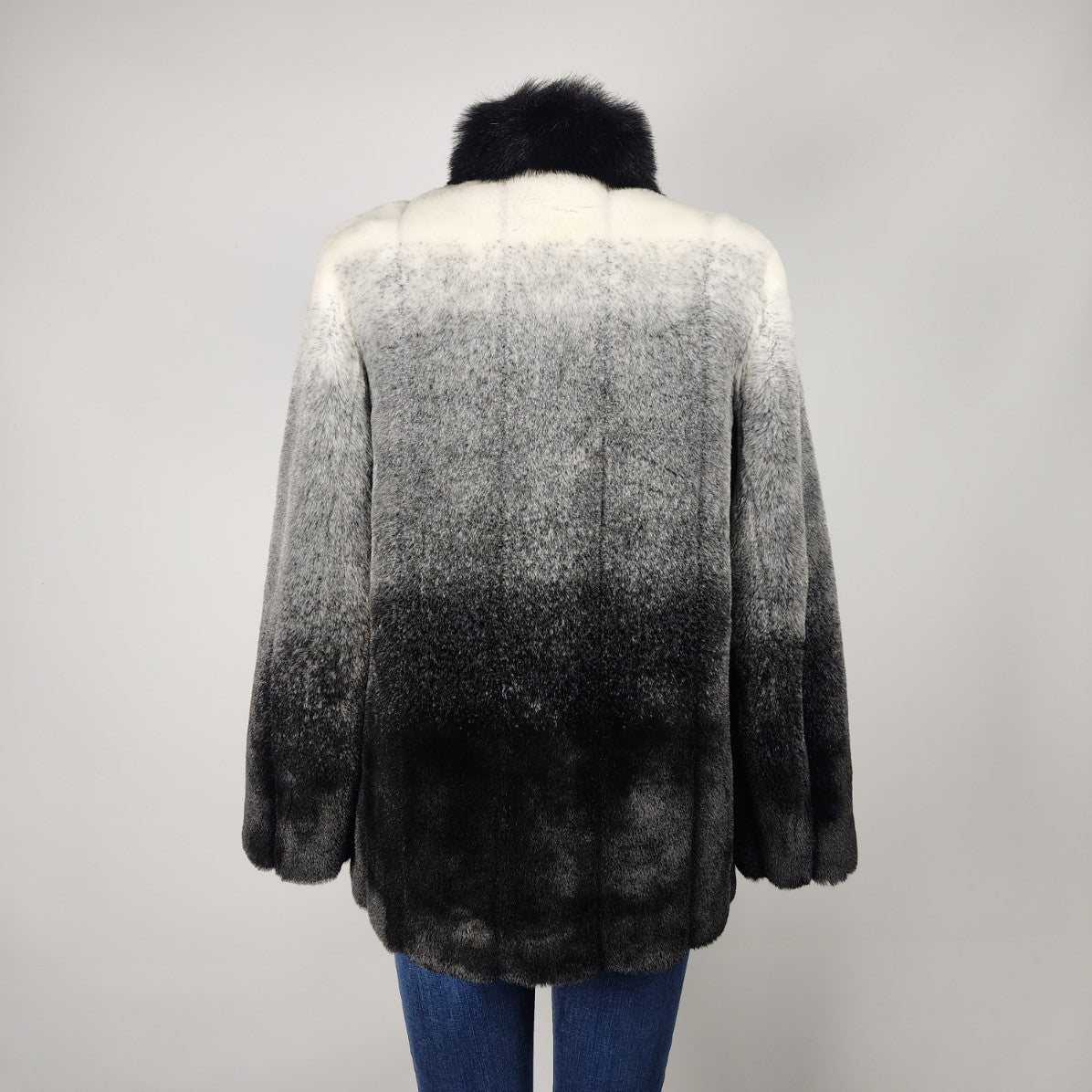 Vintage Jessica Black & White Hombre Faux Fur Jacket Size 8