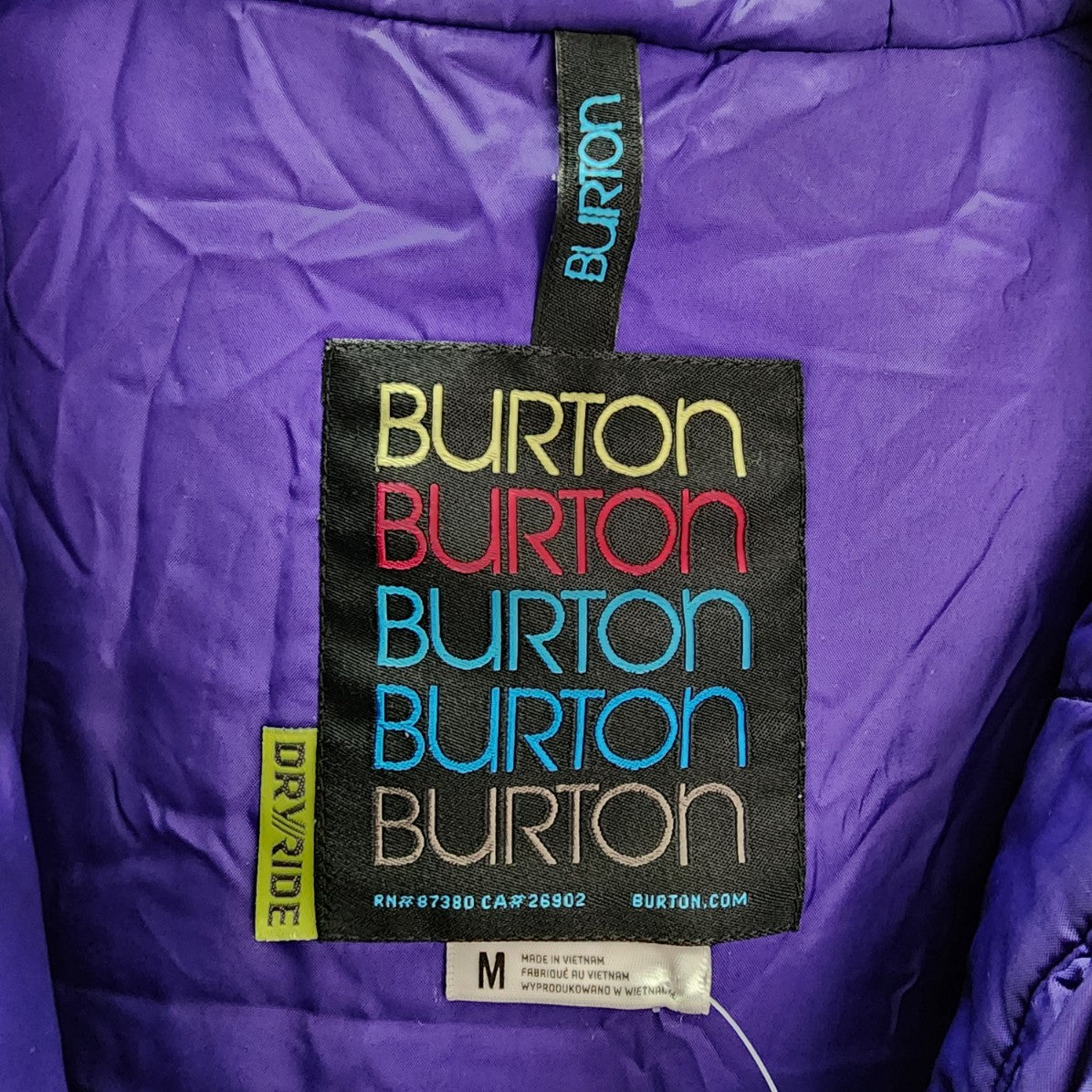 Burton Dryride Ski Jacket Blue Purple Zip Up Winter Jacket Size M