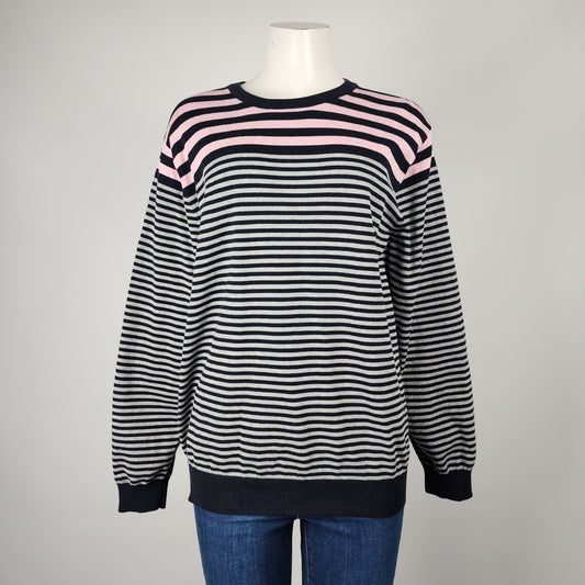 Autograph Pink & Black Knit Striped Sweater Size L