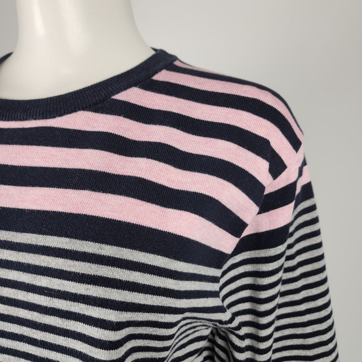 Autograph Pink & Black Knit Striped Sweater Size L