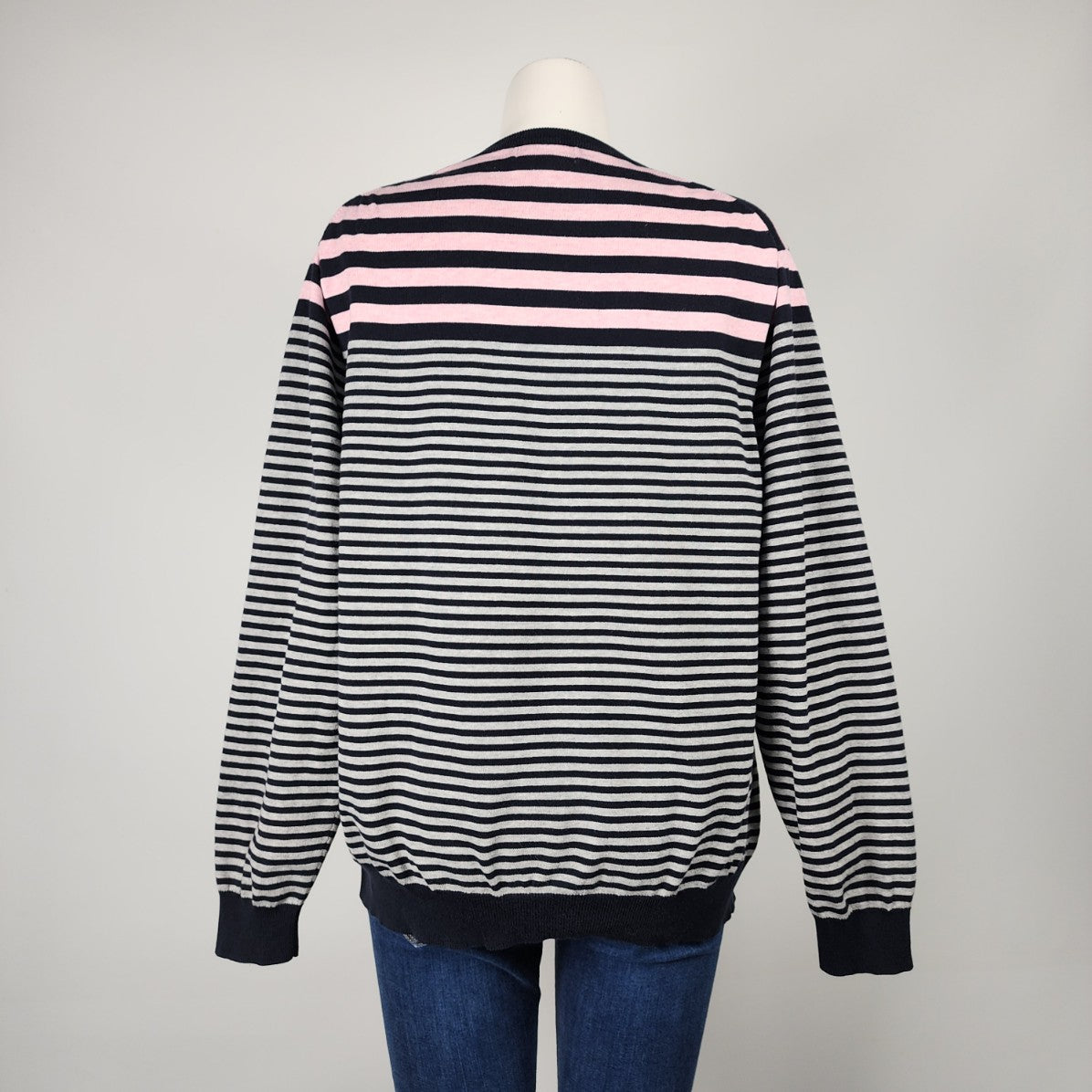 Autograph Pink & Black Knit Striped Sweater Size L