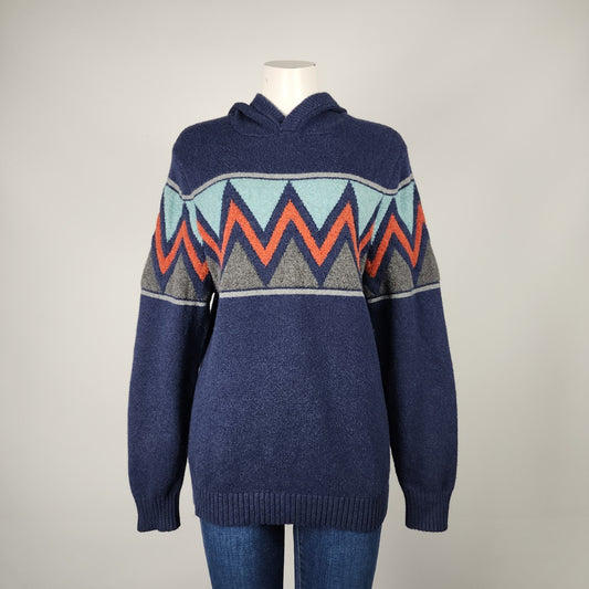 Goodfellow & Co Blue Orange Cotton Zig Zag Pullover Sweater Size S