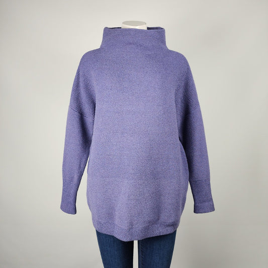 Ada Casey Blue Knit High Neck Sweater Size M