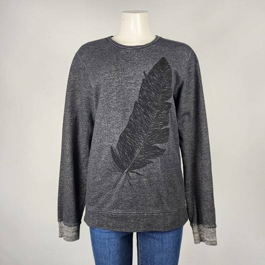 Scotch & Soda Grey Cotton Embroidered Feather Sweatshirt Size M