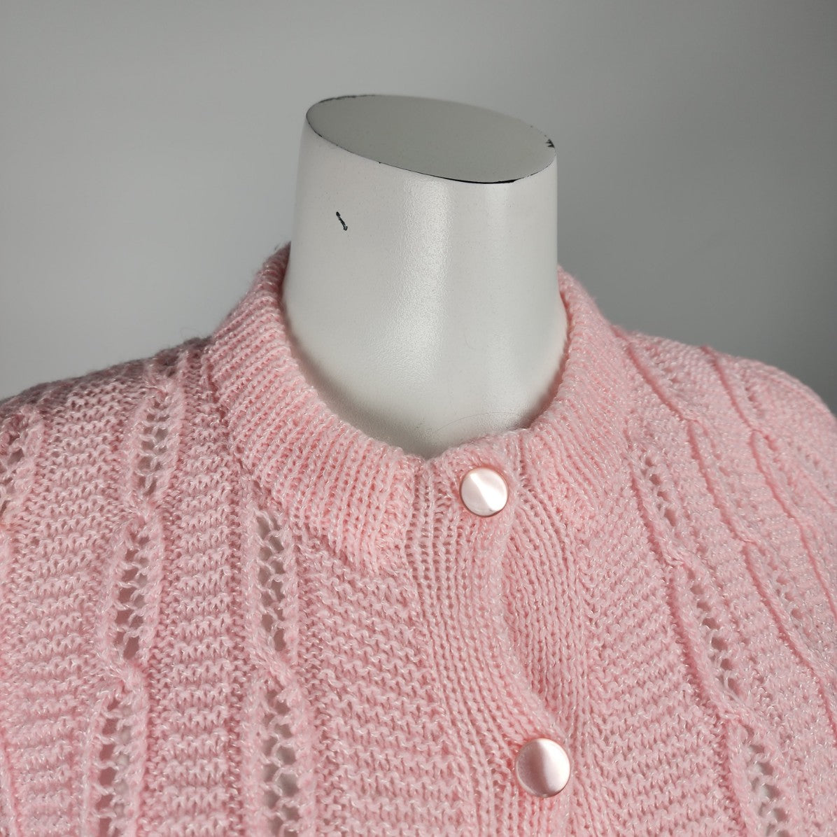 Vintage Handknit Pink Button Up cardigan Size S