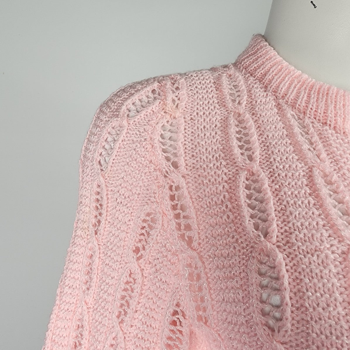 Vintage Handknit Pink Button Up cardigan Size S