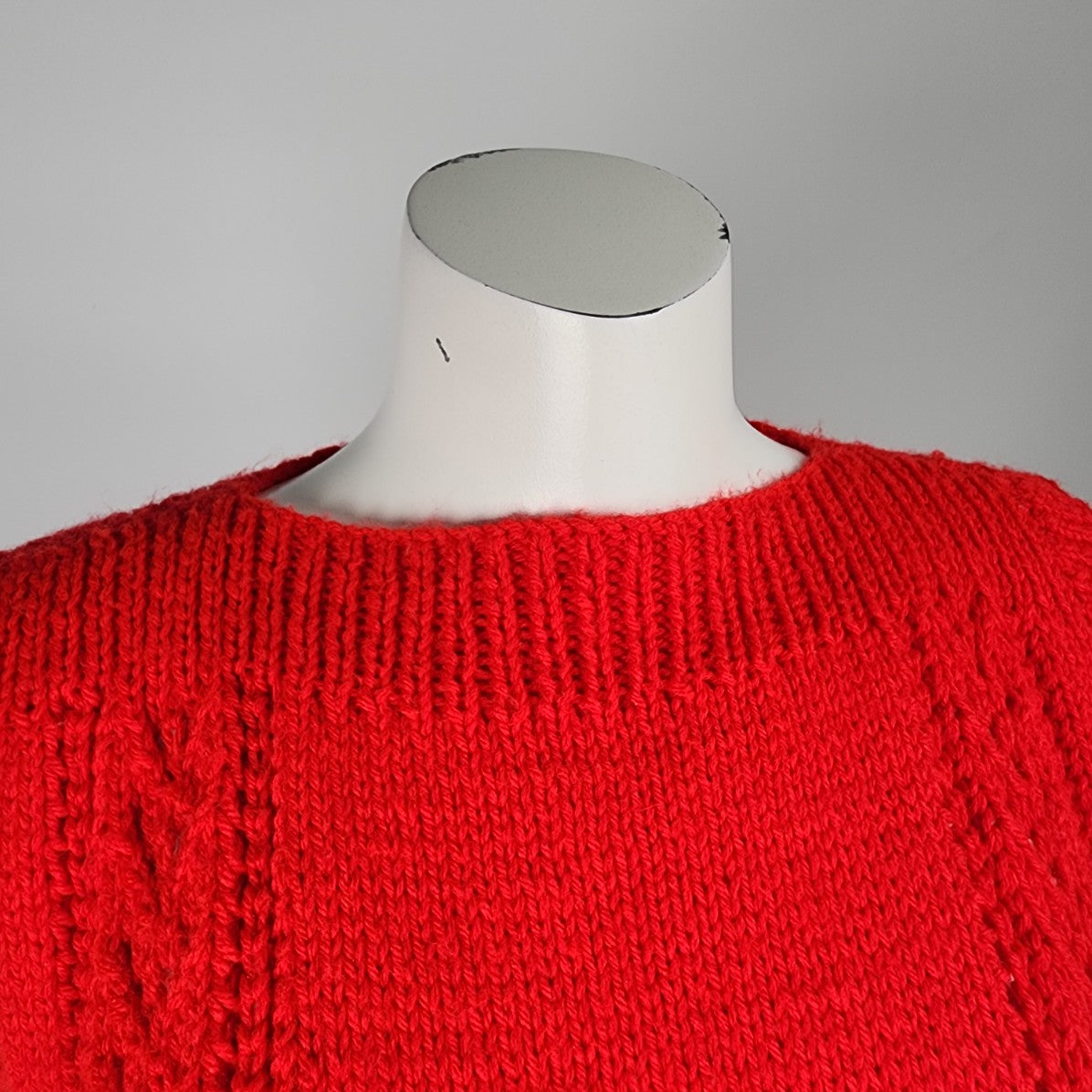 Vintage Handknit Red Sleeveless Sweater Vest Size S/M