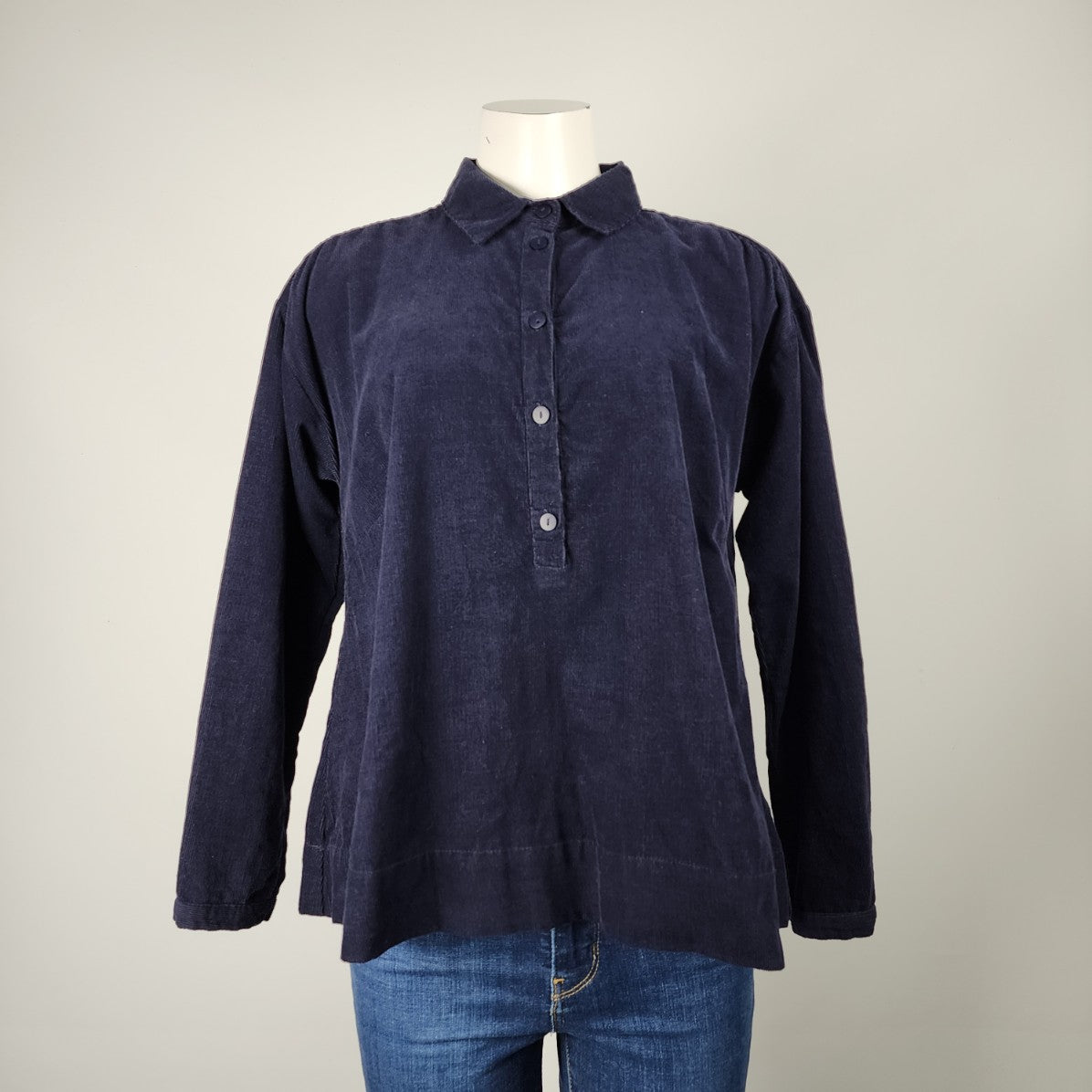 Two Danes Blue Corduroy Collared Blouse Size S