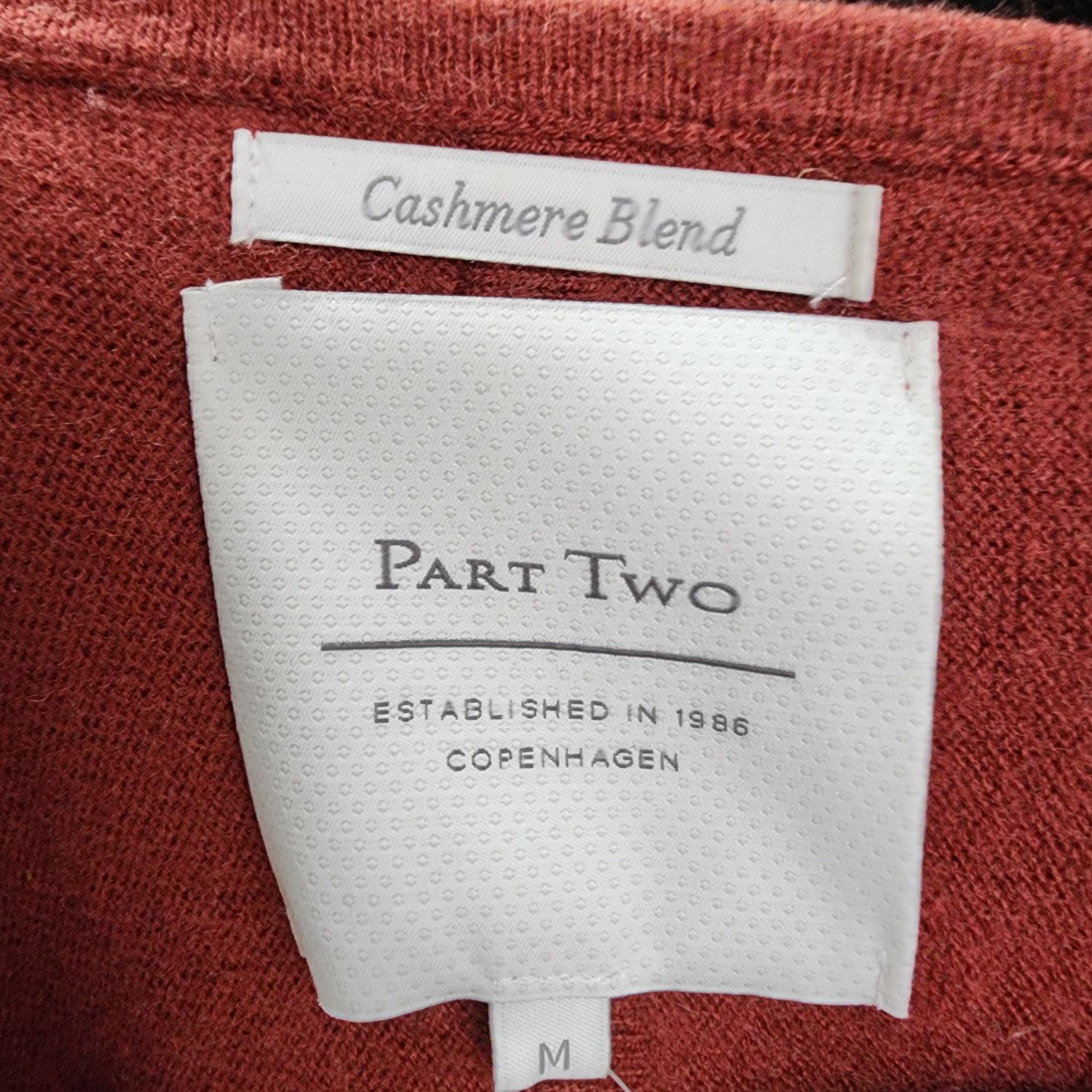 Part Two Cashmere Blend Terra Cotta Knit Sweater Size M