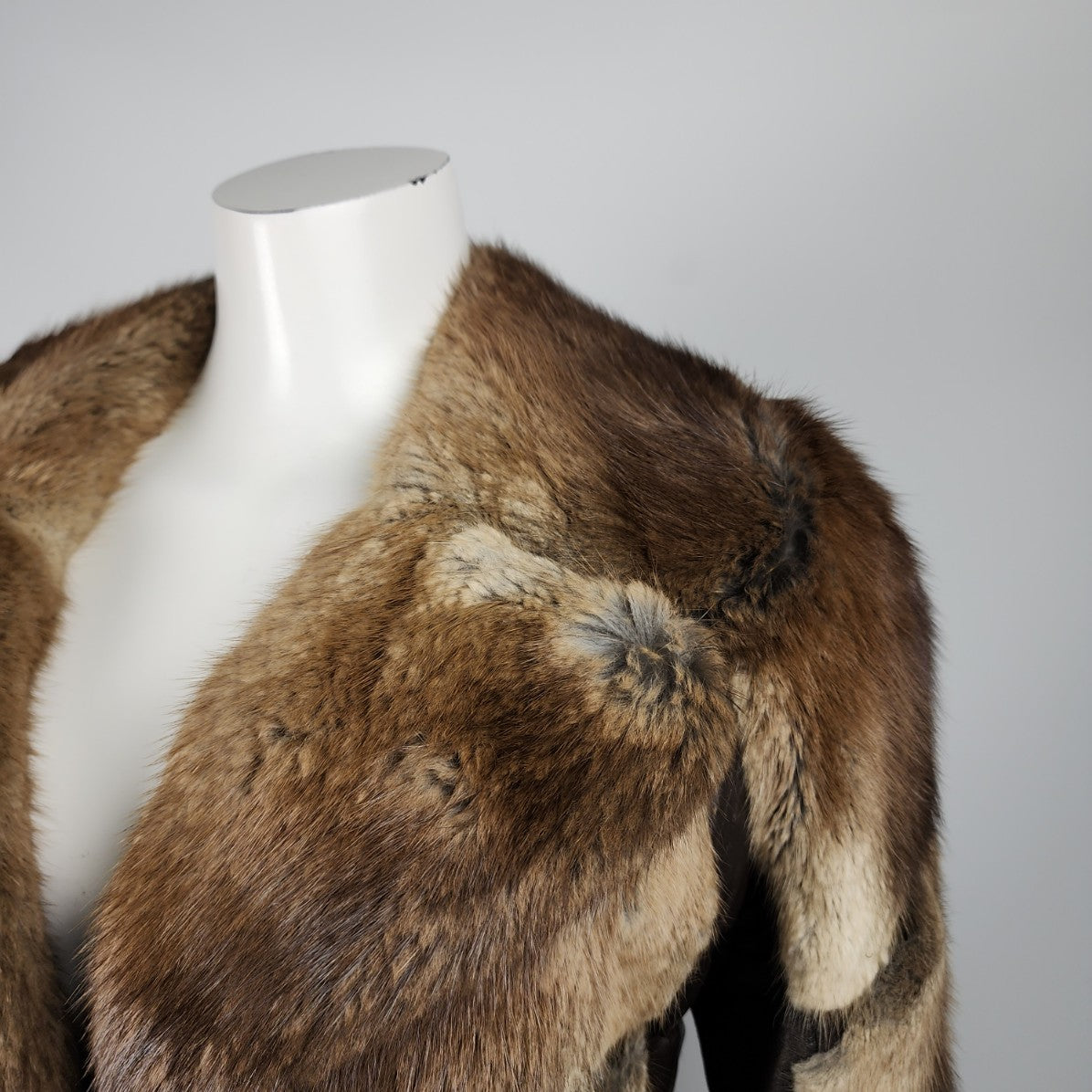 Vintage Ted Sisson Furs Brown Leather & Fur Coat Size S