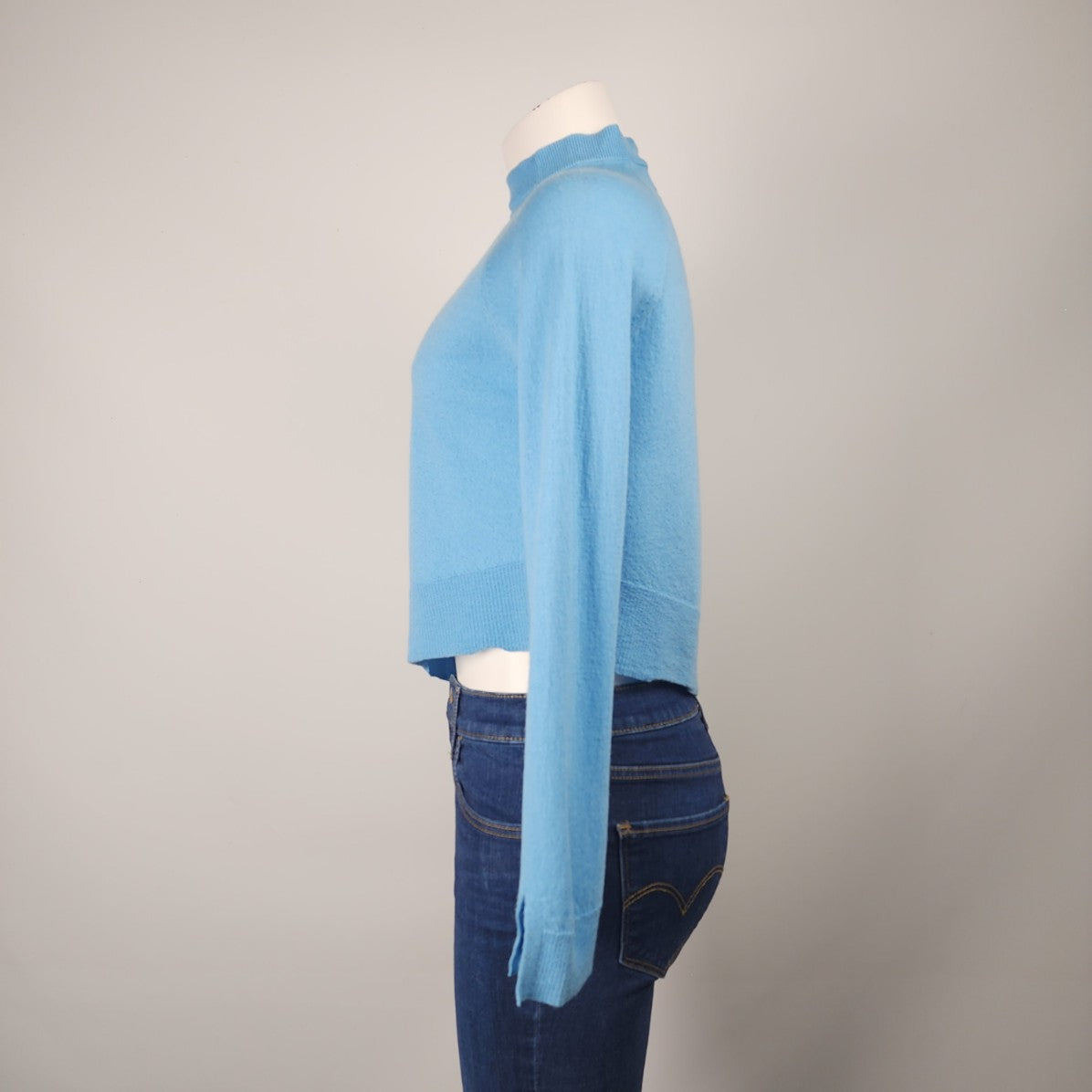 Nicole Miller Blue Merino Wool Asymmetrical Sweater Size S