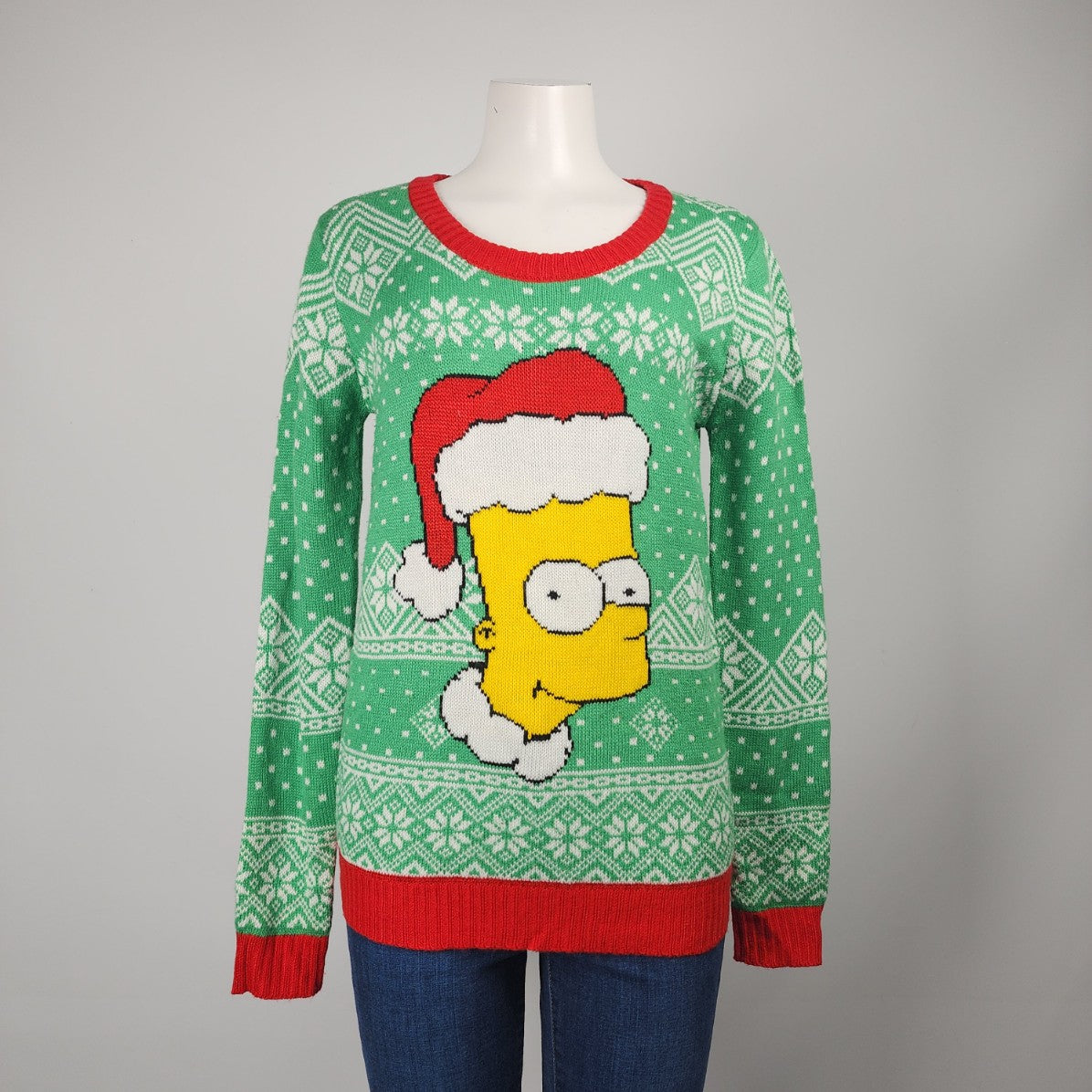 The Simpsons Green Knit Christmas Sweater Size M