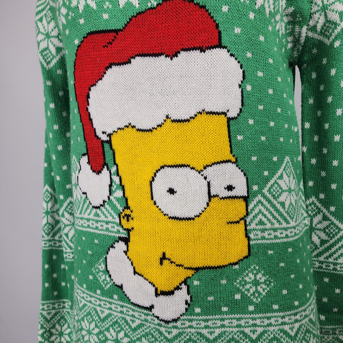 The Simpsons Green Knit Christmas Sweater Size M