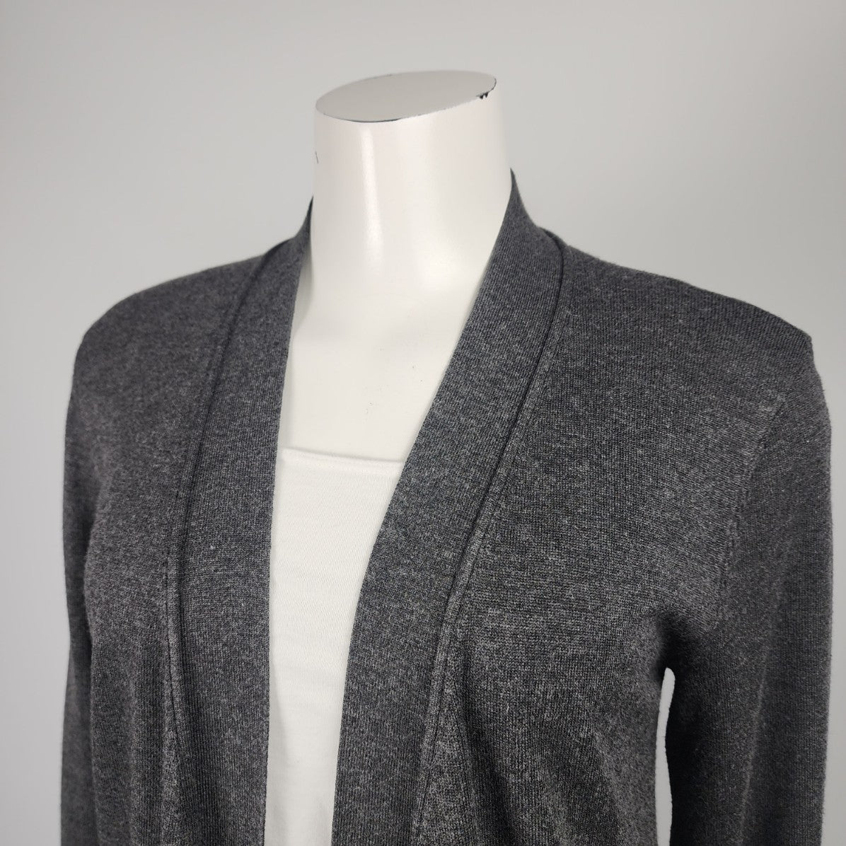 Joan Vass Grey Long Line Cardigan Size S