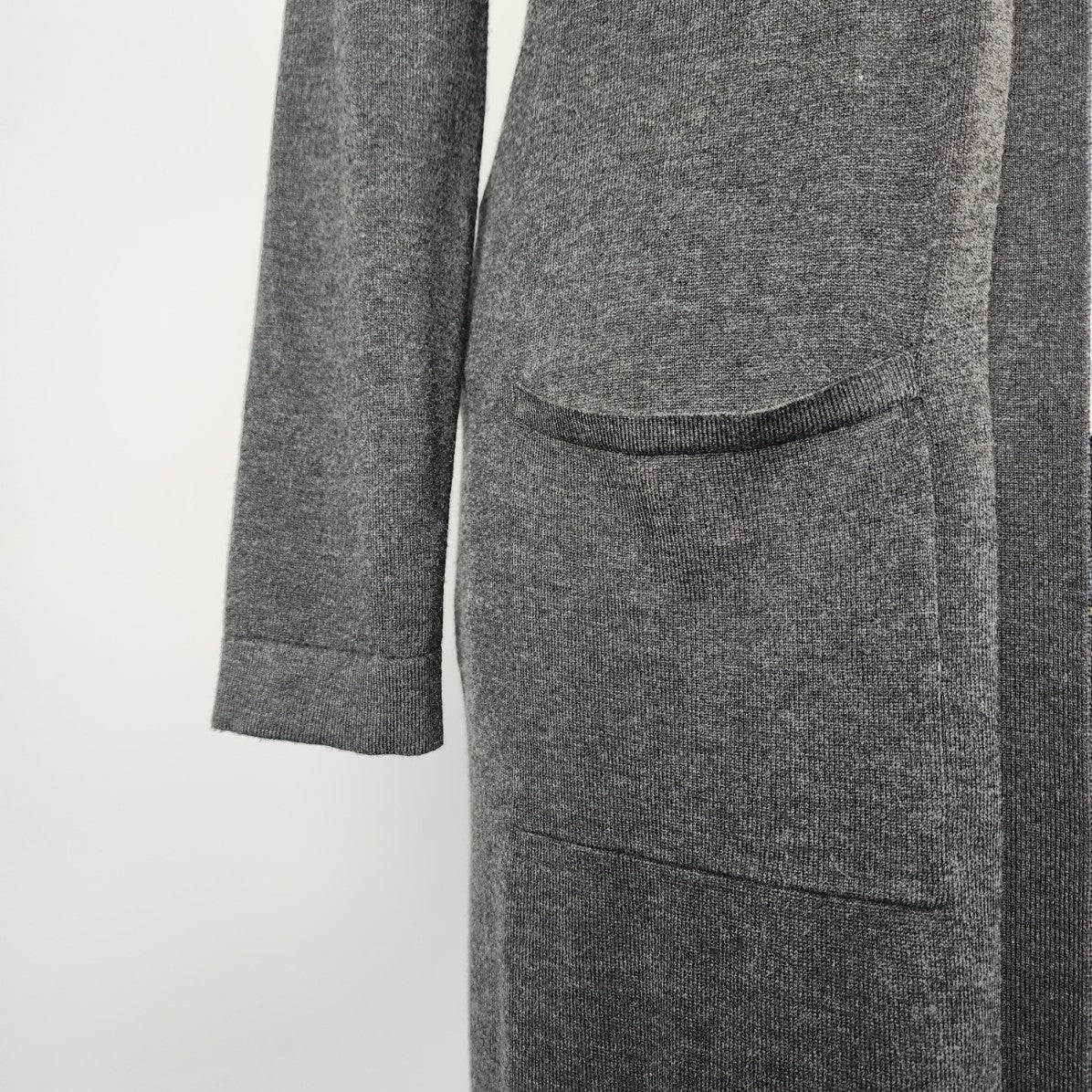 Joan Vass Grey Long Line Cardigan Size S