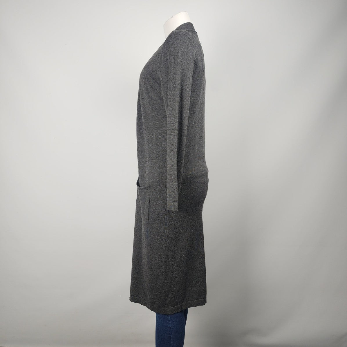 Joan Vass Grey Long Line Cardigan Size S