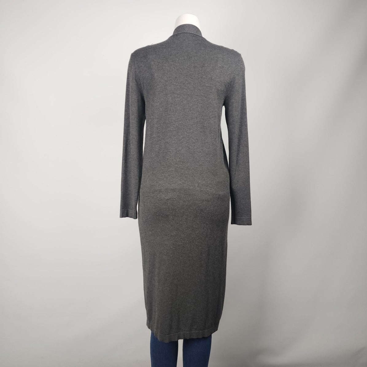 Joan Vass Grey Long Line Cardigan Size S