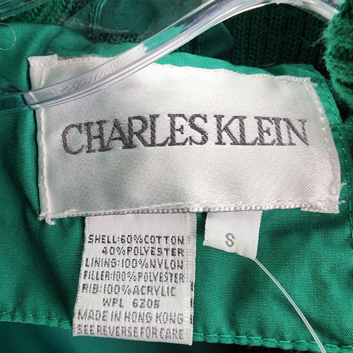 Vintage Charles Klein Green Cotton Long Puffer Coat Size S/M