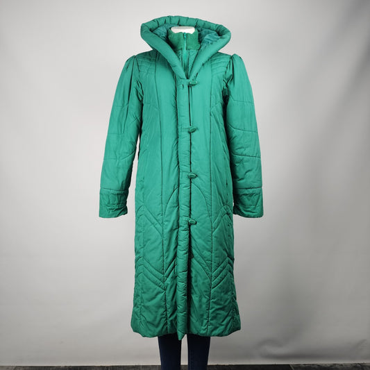 Vintage Charles Klein Green Cotton Long Puffer Coat Size S/M