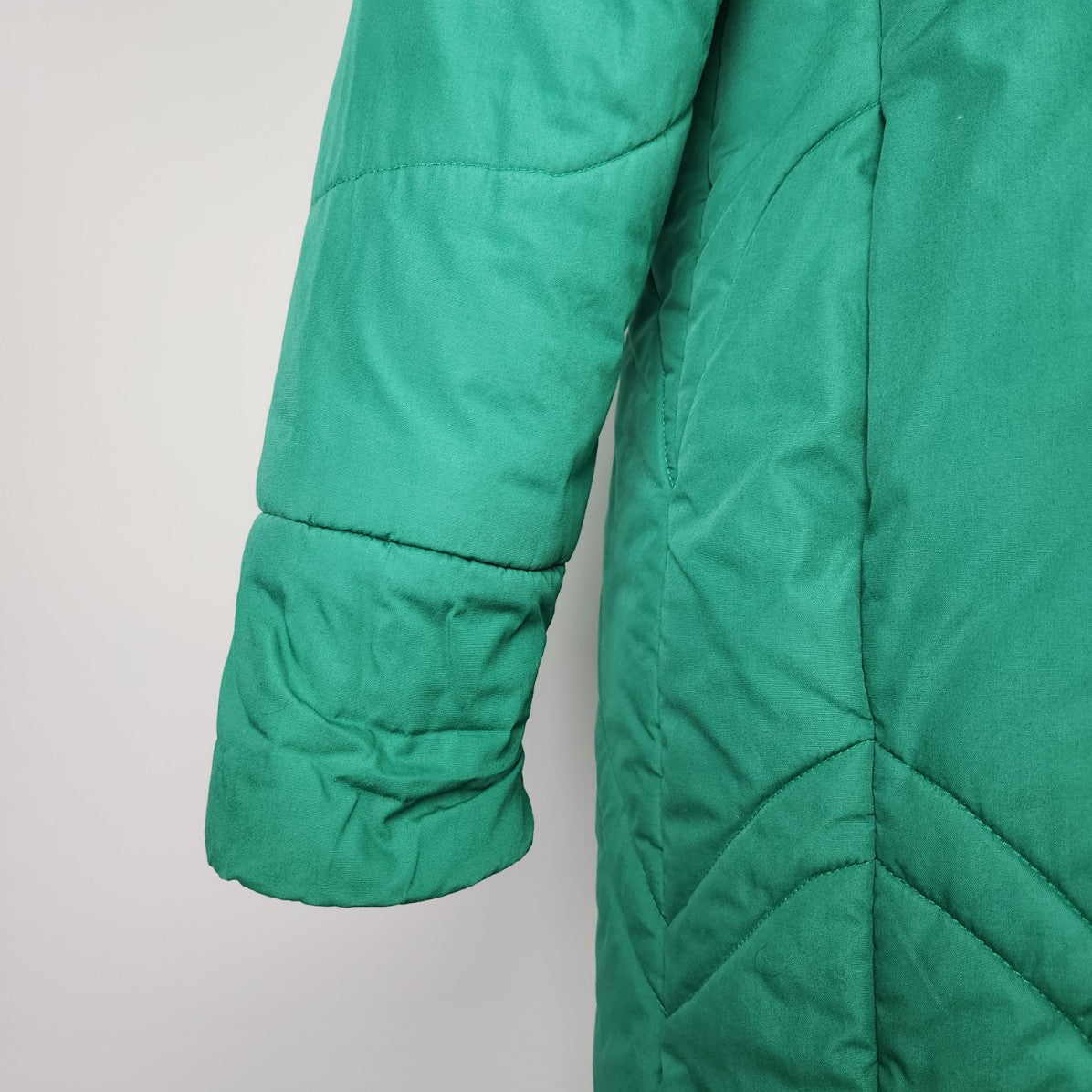 Vintage Charles Klein Green Cotton Long Puffer Coat Size S/M