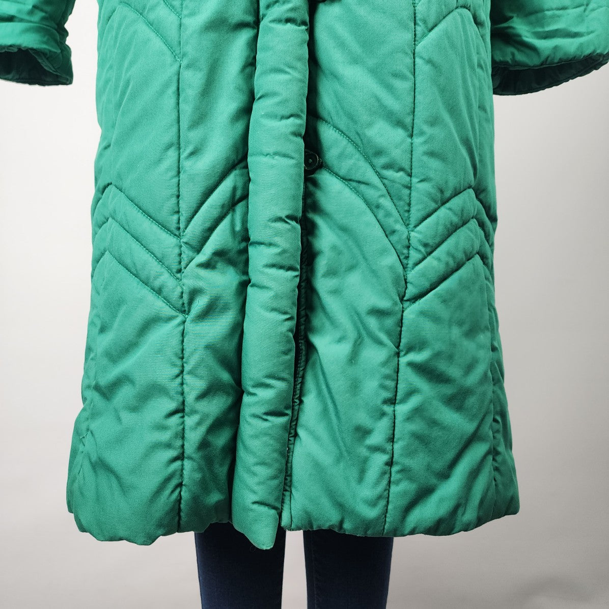 Vintage Charles Klein Green Cotton Long Puffer Coat Size S/M