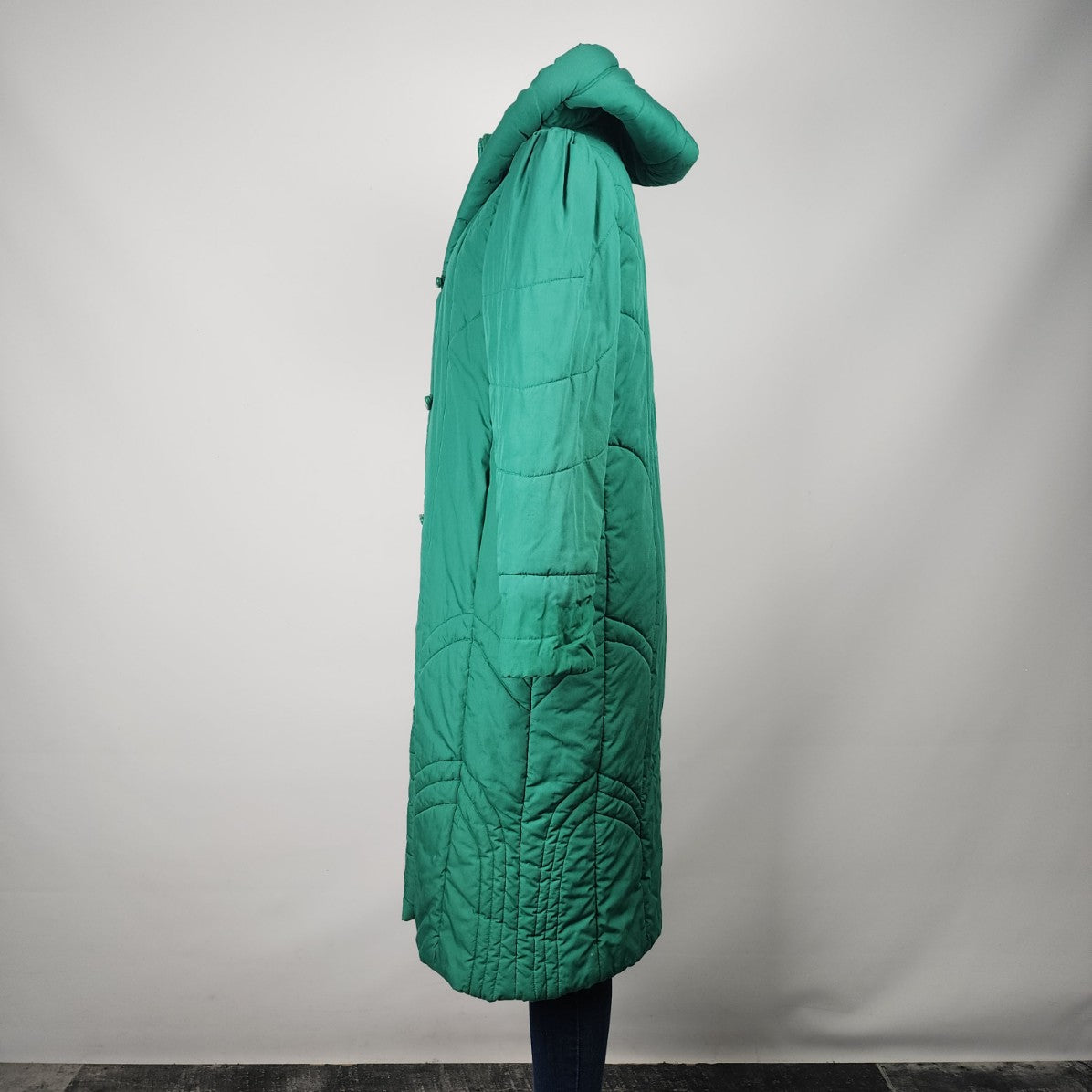 Vintage Charles Klein Green Cotton Long Puffer Coat Size S/M