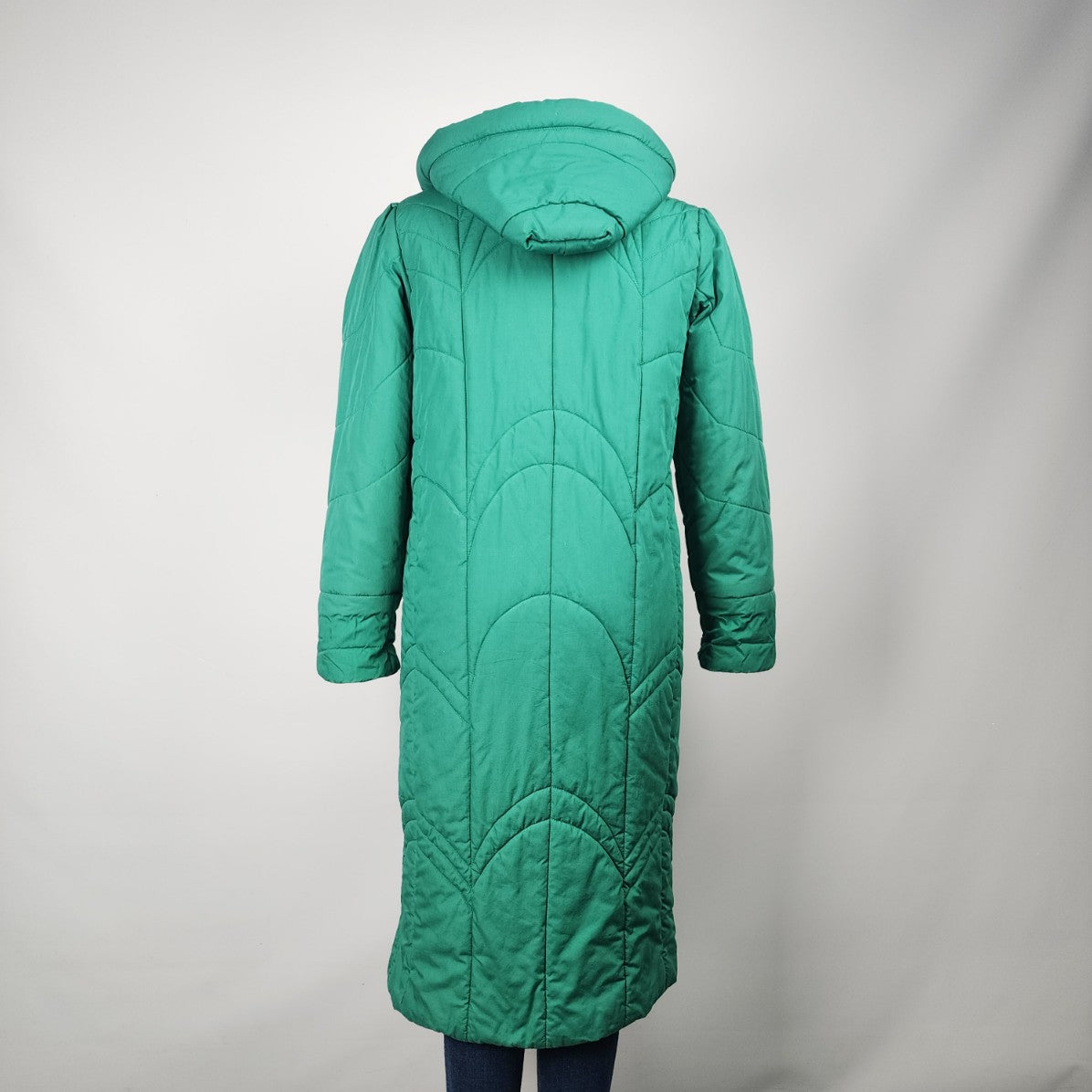 Vintage Charles Klein Green Cotton Long Puffer Coat Size S/M