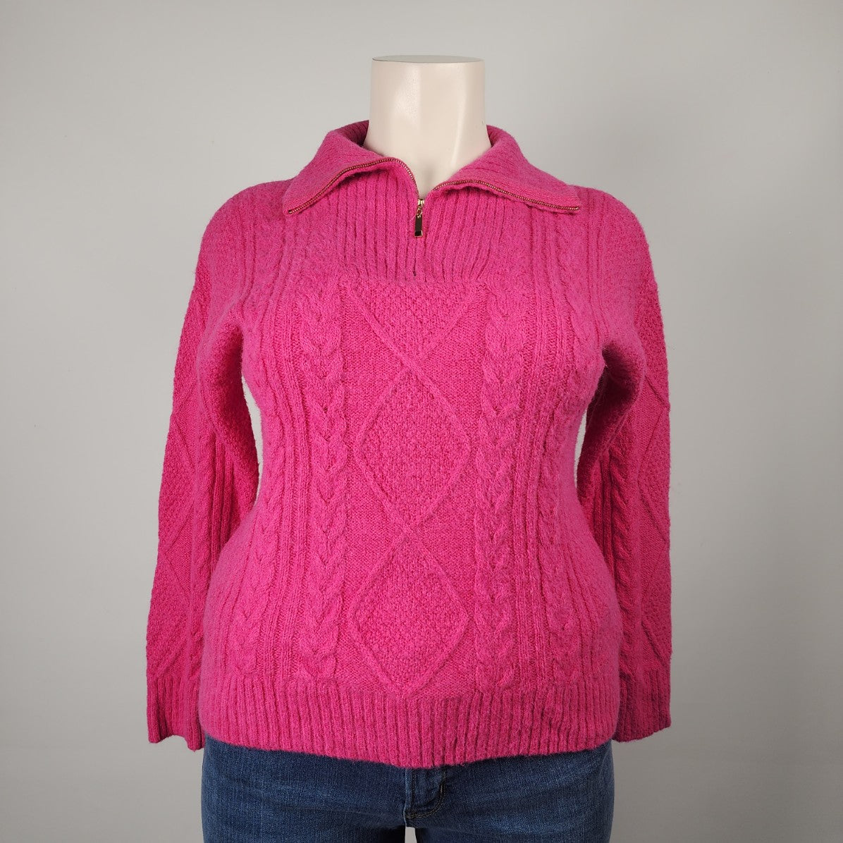 Elena Wang Pink Knit Wool & Mohair Sweater Size XL