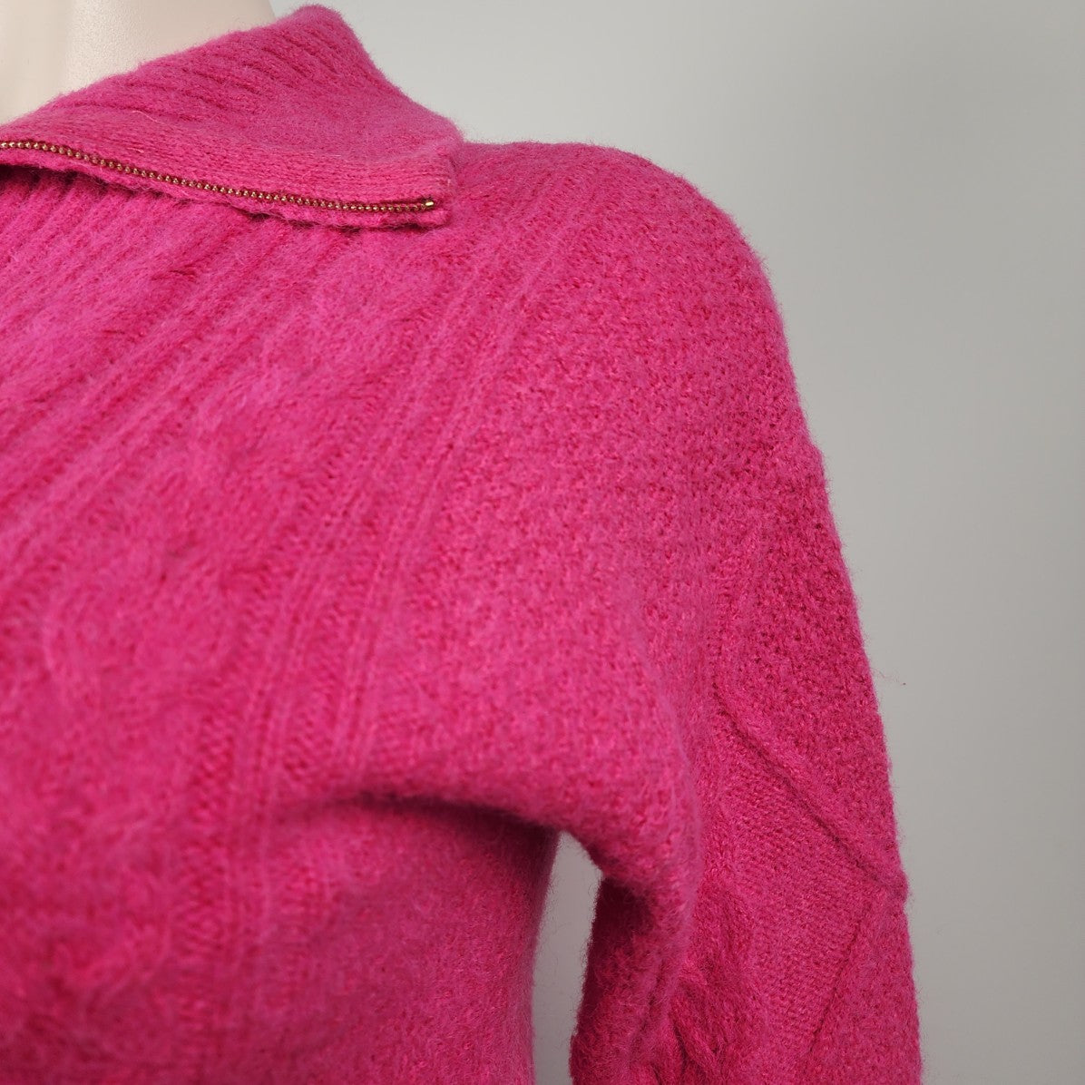 Elena Wang Pink Knit Wool & Mohair Sweater Size XL