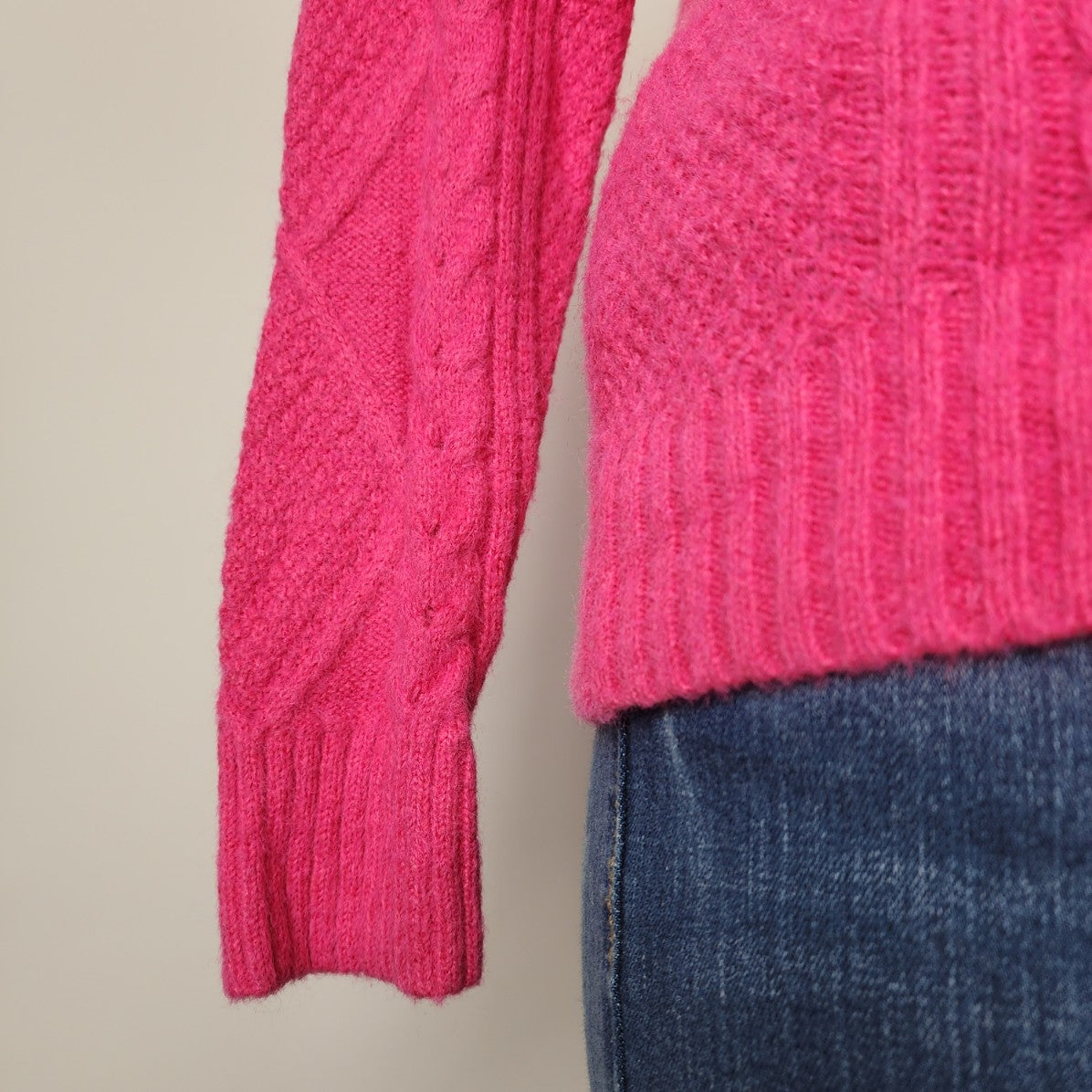 Elena Wang Pink Knit Wool & Mohair Sweater Size XL