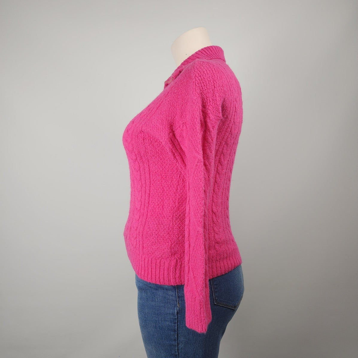 Elena Wang Pink Knit Wool & Mohair Sweater Size XL