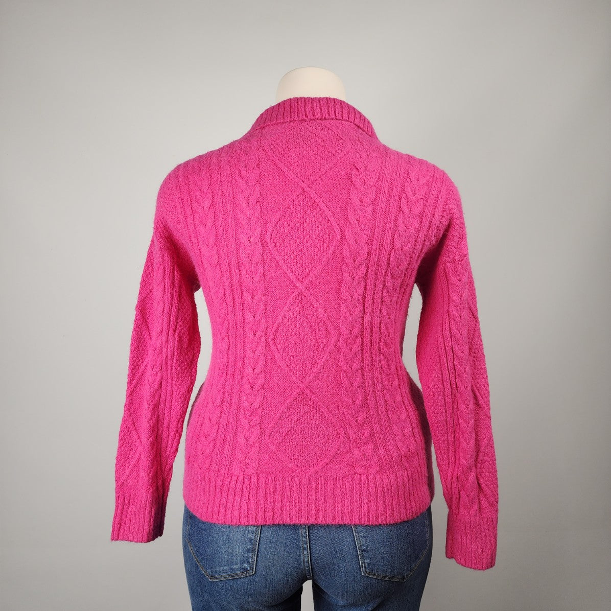 Elena Wang Pink Knit Wool & Mohair Sweater Size XL