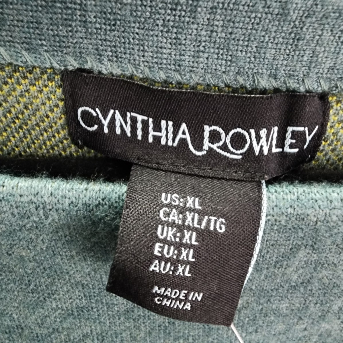 Cynthia Rowley Green & Yellow Floral Knit Sweater Size XL