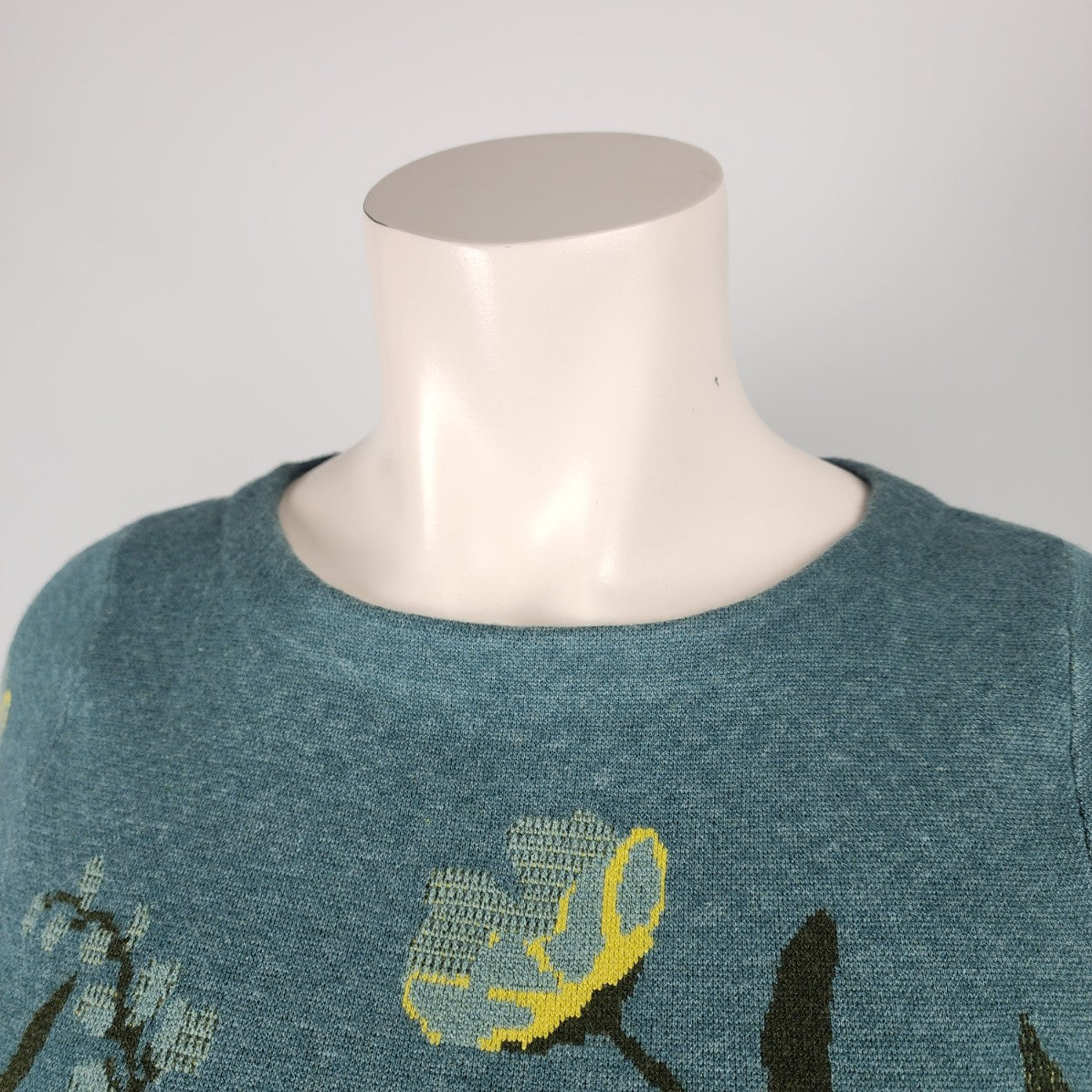 Cynthia Rowley Green & Yellow Floral Knit Sweater Size XL