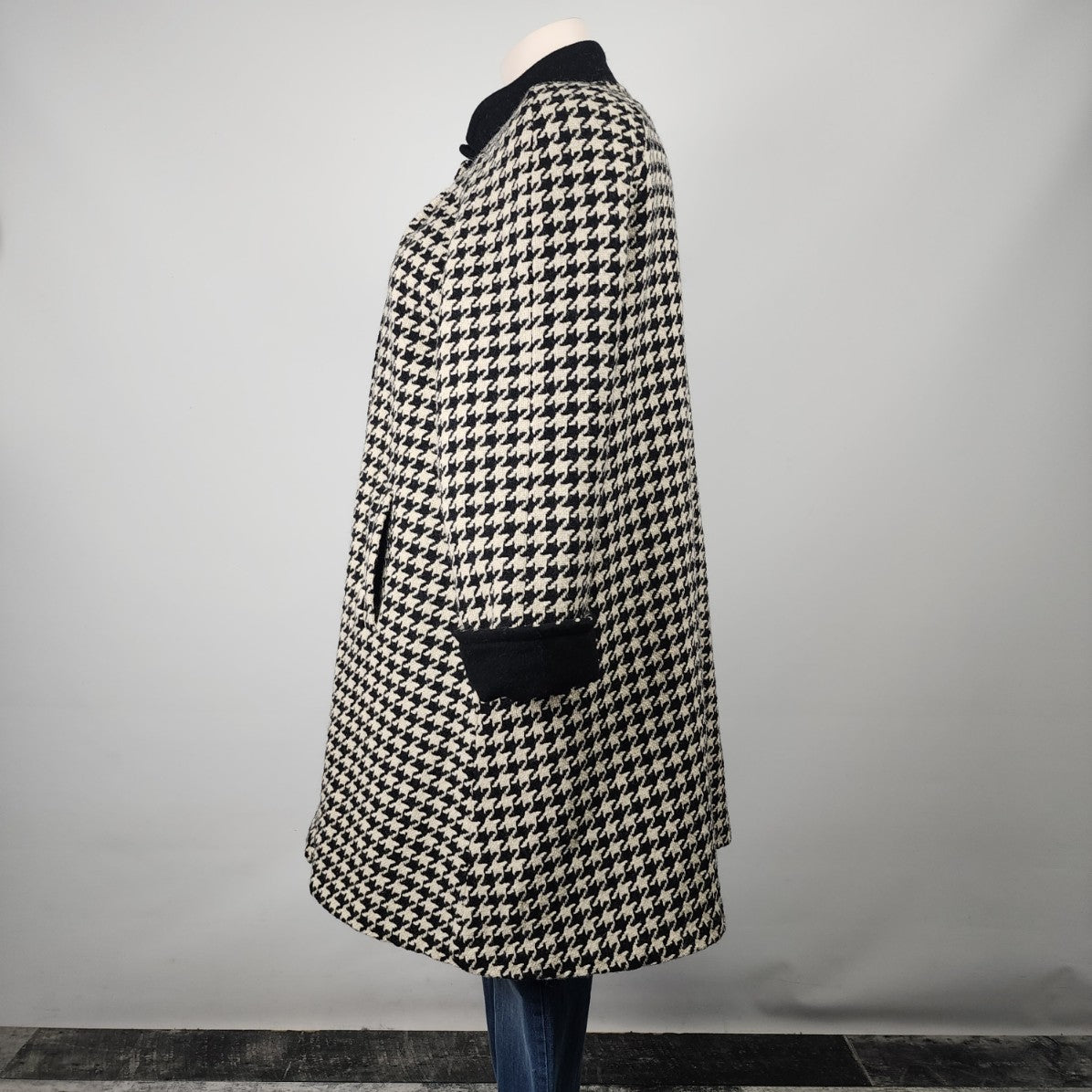 Vintage Antels Wool Houndstooth Swing Coat Size 2-3X